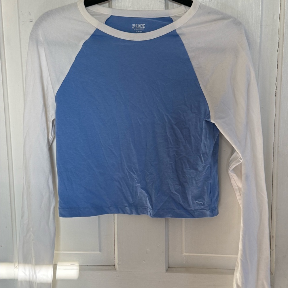 PINK Victoria's Secret Blue and White Tee